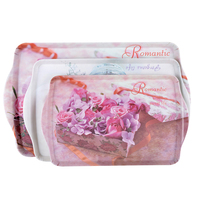 Ensemble de plateaux de service en plastique, 3 pièces, avec poignée, motifs floraux, Offre Spéciale, livraison gratuite