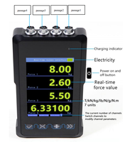 Medidor de Fuerza Digital Inalámbrico Recargable de 4 Canales con Pantalla LCD Portátil para Celdas de Carga