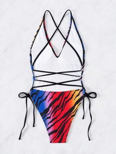 Traje de Baño Entero a Rayas Estilo Europeo Americano 2026, Sexy, con Relleno, para Vacaciones de Verano en la Playa - Product Image 4