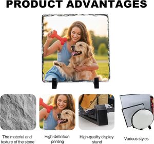Wholesale Sublimation White Blanks Stone Rock Photo Slate Glossy Coated Laser <b>Engraved</b> Sublimation Frame - Product Image 3