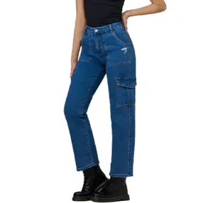 מכנסי ג'ינס ישרים מטען לנשים קז'ואל ג'ינס נשים 2023 בגדי נשים