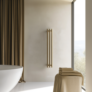 Scaldasalviette Doppio da Parete Verticale Elettrico in Acciaio Inox Dorato per Bagno - Product Image 5