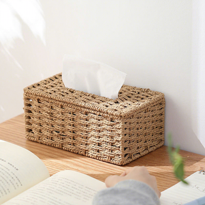 Großhandel Kreative Wohnzimmer-Teebox Gewebte Taschentuchbox im Dorfleben-Design Langlebige Rechteckform für Wohnzimmer, Auto, Büro - Product Image 5
