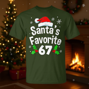 Camiseta navideña Santa's Favorite 67, ropa de regalo navideña para hombre - Product Image 3