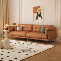 Cloud Ecksofa Beige PU-Leder mit Knöpfen Modernes Schaumstoffgefülltes Sofa-Set Weiße Möbel Wohnzimmer