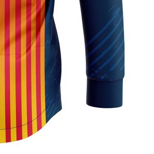 Camiseta de fútbol Retro para hombre con dobladillo curvo sublimado personalizado de alta calidad, camiseta de fútbol de manga larga con cuello en V - Product Image 4