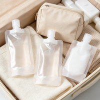 Pochettes de voyage à bec verseur avec bouchon rabattable, sacs souples portables pour shampoing, lotion, liquides, soins de la peau, recharge et rangement en bagage
