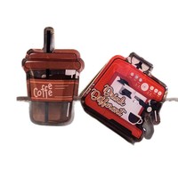 Clip Acrílico Personalizado con Diseño de Taza de Café de la Serie Coffee Old Time, Estilo Americano Vintage, para Almacenamiento de Notas y Papelería