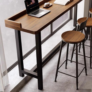 Mesa de Bar Minimalista de Madera Maciza, Rectangular, con Patas Altas, Resistente, para Balcón y Ventana - Product Image 5