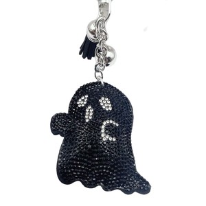 Portachiavi Fantasma con Strass di Cristallo, Regalo di Halloween, Ciondolo Scintillante per Borsa in Velluto con Nappa - Product Image 5