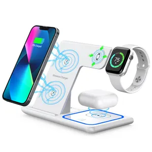 Qi Phone Stand 3 In one Wireless Charger For Iphone 14 13 Pro Max Watch 15w Fast Charging Station Phone Holder