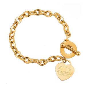 Bracelet et jonc anti-ternissement en acier inoxydable plaqué or 14k 18k, fin et élégant, avec breloque cœur, pour femme - Product Image 5