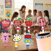 Décoration de paille en silicone multi-formes en gros avec clip pour paille