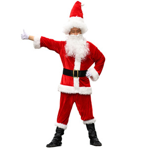Conjunto de Disfraz de Papá Noel para Adultos, 5 Piezas, Terciopelo Grueso, Traje de Cosplay para Fiesta de Navidad - Product Image 1