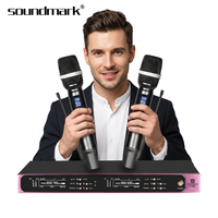 Microphone de karaoké KTV sans fil numérique à 2 canaux avec suppression du bruit et capteur infrarouge Soundmark K-180, piles AA, XLR