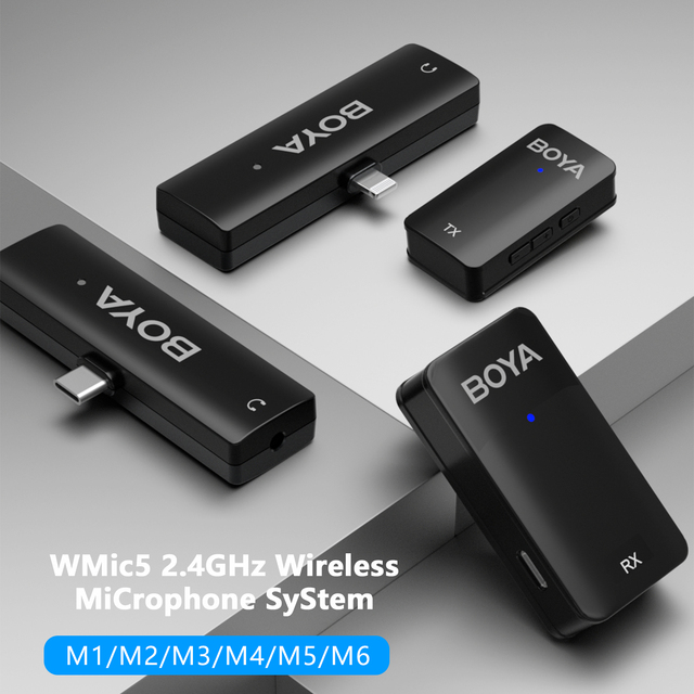 Wmic5 Dual-channel Lapel Clip Wireless Lavalier Microphone For Mic Camera Recording Vlog Live Streaming