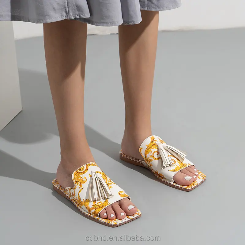 Fashion Flat Shoes Design Slides Women Slipper Floral Outdoor Cheap Shopping Woman Sandals Big Size