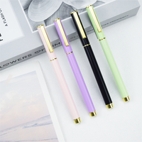 Stylo bille élégant en métal pastel, fin, avec capuchon doré et clip, rechargeable, mignon, cadeau de papeterie de bureau pour femmes