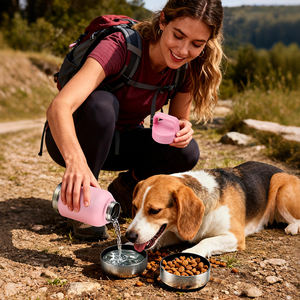 32oz 3 in 1 bottiglia di acqua per cani portatile da viaggio bottiglia di cibo per animali domestici isolato a doppia parete - Product Image 6