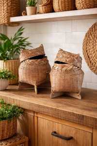 Cesta de Arroz de Bambú Tailandesa Hecha a Mano, Estilo Vintage Kratip Kong Kao Boho, Juego de 2 Cestas de Almacenamiento Tejidas Ecológicas - Product Image 2