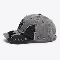 Casquette 6 panneaux en denim lavé avec logo personnalisé, broderie plate, fournisseur en gros de casquettes de baseball vintage