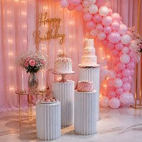 Colonnes en papier pliables, socle de présentation en forme de pilier romain pour mariage, fête, table de desserts, support à gâteaux et fleurs, vente en gros OEM