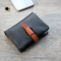 Dompet Pendek Lipat Vertikal Kulit Sapi Impor Dengan Penutup Tali Kulit