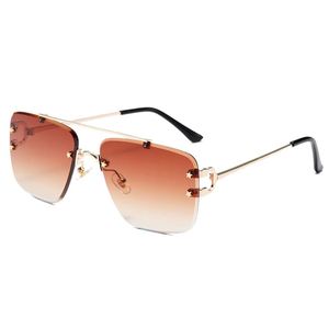 Gafas de Sol Personalizadas con Logotipo, Moda 2025, Retro, Metal Dorado, Montura Grande, UV400, Cuadradas, Sin Montura, para Hombre y Mujer - Product Image 2