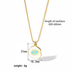 Collier ras du cou vintage, nouvelle arrivée, cœur, plaqué or 18 carats, acier inoxydable, œil du diable, chaîne de pull, pendentif - Product Image 6