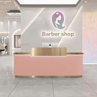 Comptoir de réception élégant en bois doré de qualité supérieure avec rangement pour salon de beauté et usage commercial