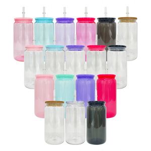 16Oz Plastic Soda Can Colored Macaron Uv Dtf <b>Wraps</b> With Colorful Pp Lids for <b>Vinyl</b> - Product Image 2