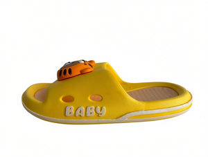 Pantofole Gialle per Bambini con Design Tigre Cartoon, Punta Aperta, Tomaia in PVC, Suola in EVA, per Tutte le Stagioni, da Indossare in Casa - Product Image 1