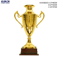 Grand trophée en métal doré Elor avec base en bois pour les événements sportifs des élèves des écoles Prix élégant souvenir d'honneur