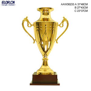 Grand trophée en métal doré Elor avec base en bois pour les événements sportifs des élèves des écoles Prix élégant souvenir d'honneur - Product Image 5