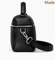 Sac à main noir chic à bandoulière en cuir de veau pleine fleur, sacoche grande capacité, durable, léger, avec fermeture éclair pour femme