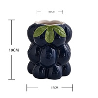 Vase en céramique Art Déco en forme de pomme, motif citron, pour l'été en Sicile, avec design de fruits, petit vase en céramique violet pour fruits et fleurs, vase en céramique en forme de raisin