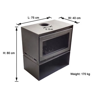 Poêle à <span class=keywords><strong>bois</strong></span> intérieur noir robuste et le plus efficace avec Kit de cheminée - Product Image 2