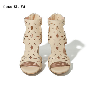 Sandales à talons Coco SILIYA, bout ouvert, talon épais, hauteur moyenne, respirantes, élégantes, chaussures d'été pour femmes - Product Image 1