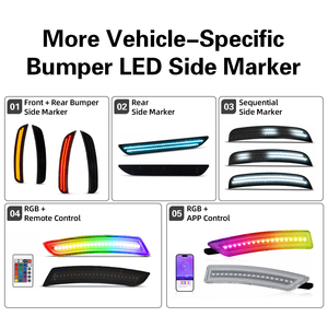 Juego de 4 Luces Laterales de Parachoques con Lente Rojo Anaranjado Específicas para Vehículo, para Ford Mustang S650 2024, Estilo X, LED - Product Image 5