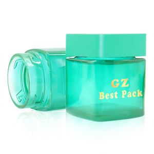 Contenant en verre transparent gaufré sur mesure, pot résistant pour enfant, couvercle en plastique de couleur noire, 1oz, 2oz, 3oz, 4oz, offre spéciale - Product Image 5