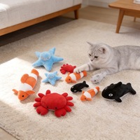 Peluche interactive pour chat, jouet à mâcher en peluche pour chats d'intérieur et chatons, avec crabe, requin baleine, poisson-clown, étoile de mer et herbe à chat