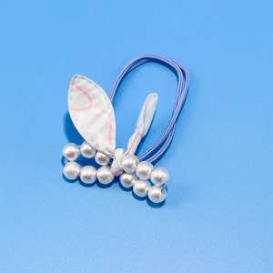 Lindos lazos para el cabello con orejas de conejo y perlas, accesorios modernos para el cabello, joyería de vendedor callejero, venta al por mayor a un yuan. - Product Image 2
