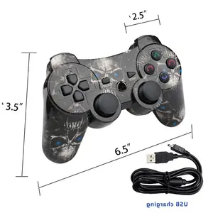 PS3 Joystick Kontroler Game Sixaxis, Guncangan Getaran Ganda untuk Stasiun Bermain 3 Nirkabel Gamepad