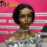 Perruque Chioma en promotion, perruque frontale en dentelle HD transparente 4x4, cheveux naturels noirs bruts, coupe pixie, perruque en cheveux humains pour femmes noires