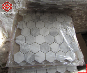 Carreaux de mosaïque en marbre blanc de Carrare naturel hexagone moderne de 12 "x 12" pour mur de salle de bain - Product Image 3