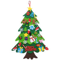 Arbre de Noël en feutre écologique certifié EN71 de haute qualité à assembler soi-même, 32 décorations lumineuses LED, à fixer au mur