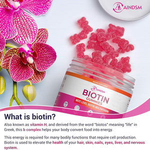 Vente d'usine Biotine Soutien du système immunitaire Gummies végétaliens Cheveux brillants Gummies à la biotine Complément de biotine Peau éclatante Gummies vitaminiques - Product Image 4
