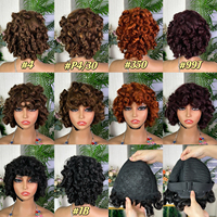 Wig SDD Quality Omotola Buatan Mesin, Rambut Keriting Mengembang 100% Rambut Asli Manusia, Kepadatan Penuh, 10 Inci