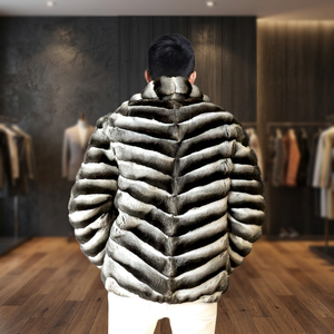 Abrigo de Lujo para Hombre con Cuello de Piel de Zorro Auténtica, Cierre de un Solo Botón, Ecológico, Impermeable, Relleno de Plumón, Chaqueta de Piel de la Mejor Calidad - Product Image 2