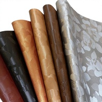 Tissu en vinyle PU texturé gaufré imprimé floral rose de haute qualité 0,8-1,5 mm pour sacs, chaussures et ameublement